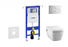 Tualeto komplektas Geberit Duofix rėmas su Tece TECEone Rimless klozeto dubeniu su bide funkcija, SoftClose dangčiu, Sigma01 chromuota mygtuko plokštelė (111.355.00.5 NT2)