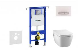 Geberit Duofix rėmo tualeto komplektas su Tece TECEone Rimless bidė klozeto pakuote, SoftClose dangtis, Sigma30 balta/chromuota mygtukas, 111.355.00.5 NT8