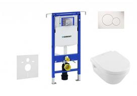 Tualeto komplektas Geberit Duofix rėmas su Villeroy & Boch Rimless klozetu su SoftClose dangčiu, Sigma01 balta mygtukas