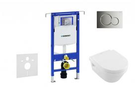 Geberit Duofix rėmo tualeto komplektas su Villeroy & Boch Rimless klozeto puodu, SoftClose dangčiu, Sigma01 chromuota mygtuku