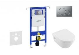 Tualeto komplektas Geberit Duofix rėmas su Villeroy & Boch Rimless klozeto indeliu ir SoftClose dangčiu, Sigma01 matinio chromo mygtukas