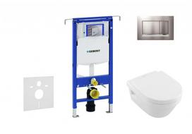 Tualeto komplektas Geberit Duofix rėmas su Villeroy & Boch Rimless klozeto puodu ir SoftClose dangčiu, Sigma30 matinio chromo mygtukas (111.355.00.5 NB7)