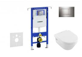 Tualeto komplektas Geberit Duofix rėmas su Villeroy & Boch Rimless klozeto puodu ir SoftClose dangčiu, Sigma30 chromuota mygtuku