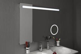 Vonios kambario veidrodis Sapho Astro su LED apšvietimu 100x70 cm + kosmetinis veidrodelis MIRL4