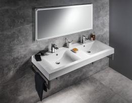 Vonios kambario veidrodis Sapho Gemini II su LED apšvietimu 160x55 cm GM160