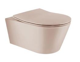 Pakabinamas tualeto puodelis Sanindusa Urb.y 48 Rimfree su Soft Close Easyclip Slim dangčiu, Taupe Matt