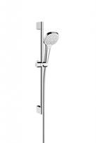 Dušo komplektas Hansgrohe Croma Select E dušo galvutė, 3 srauto režimai, stovas ir žarna, balta/chromas 26580400