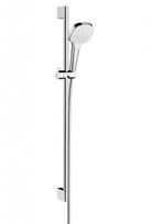 Dušo komplektas Hansgrohe Croma Select E rankinė dušas, stovas ir žarna, EcoSmart, balta/chromas 26595400