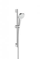 Dušo komplektas Hansgrohe Croma Select E, 1jet EcoSmart 9 l/min 0,65 m, baltas/chromas 26585400