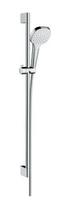 Dušo komplektas Hansgrohe Croma Select E, rankinė dušo galva, stovas ir žarna, balta/nikeliuota 26594400