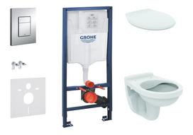 Grohe Rapid SL Alpha Rimless pakabinamo WC komplektas su SoftClose dangčiu, Skate Cosmopolitan mygtukas, chromas 38528SET-KR