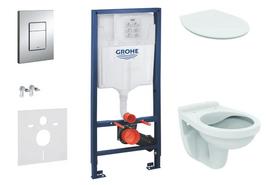 Tualeto komplektas Grohe Rapid SL su Alpha Rimless pakabintu klozetu, SoftClose dangčiu, Skate Cosmopolitan mygtuku, chromu 38528SET-KD