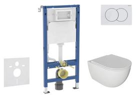 Tualeto komplektas Geberit Duofix su pakabinamu klozetu Kielle Oudee Rimless ir SoftClose dangčiu, Delta01 mygtukas, Balta 11CA3116B