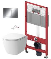 Tualeto unitazo komplektas TECEbase rėmas su Laufen LUA Rimless klozeto unitazu, SoftClose dangčiu ir TECEnow chromuota mygtuku, 9400412+H8660800000001