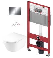 Tualeto komplektas TECEbase rėmas su Duravit D-Neo Rimless klozetu, SoftClose Slim dangčiu ir TECEnow chromuota mygtuku, modelis 9400412+45770900A1