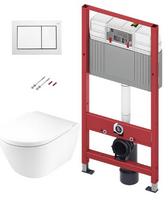 Tualeto bako komplektas TECEbase rėmas su Duravit D-Neo Rimless klozeto puodu, SoftClose Slim dangčiu ir TECEnow balta mygtuku, 9400413+45770900A1