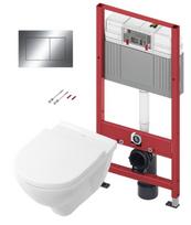 TECEbase rėmo tualeto komplektas su Villeroy & Boch O.novo Rimless klozeto korpusu, SoftClose dangčiu ir TECEnow chromuota mygtuku (9400412+5660HR01)