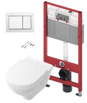 Unitazo komplektas TECEbase rėmas su Villeroy & Boch O.novo Rimless klozeto poto, SoftClose Slim dangčiu ir TECEnow baltu mygtuku, modelis 9400413+5660HR01
