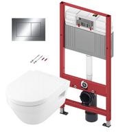 Tualeto komplektas TECEbase rėmas su Villeroy & Boch Architectura Rimless klozeto unitazu, SoftClose dangčiu ir TECEnow chromuota mygtuku, 9400412+5684HR01