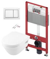 Tualeto komplektas TECEbase rėmas su Villeroy & Boch Architectura Rimless klozeto unitazu, SoftClose Slim dangčiu ir TECEnow balta mygtuku, modelis 9400413+5684HR01