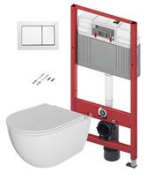 TECEbase rėmo WC komplektas su Kielle Oudee Rimless klozeto lėkšte, SoftClose dangčiu ir TECEnow balta mygtuku (9400413 +30102001)