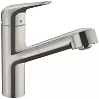 Virtuvės kriauklės maišytuvas Hansgrohe Focus M42 su ištraukiamu purkštuku, nerūdijantis plienas, 71829800