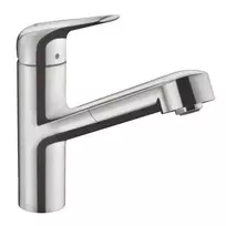Virtuvės kriauklės maišytuvas Hansgrohe Focus M42 su ištraukiamu antgaliu, nerūdijančio plieno, 71814800