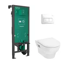 Tualeto komplektas Hansgrohe GladeLake S su dangčiu, iFrame Original Q mygtukas įmontuojamam rėmui, baltas, 60301450