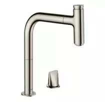 Virtuvės maišytuvas Hansgrohe Metris M71, ištraukiama galvutė, sBOX, nerūdijančio plieno, 73804800