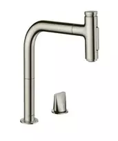 Virtuvės kriauklės maišytuvas Hansgrohe Metris M71, ištraukiamas purkštukas, sBOX, nerūdijančio plieno, 73818800
