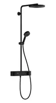 Dušo komplektas Hansgrohe Pulsify S su termostatu, skersmuo 26 cm, 3 rėžimai, matinė juoda, 24220670