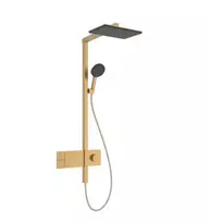 Dušo sistema Hansgrohe Raindance Alive Q su termostatu, 21x34 cm, 3 režimai, EcoSmart, matinė bronza, 24581140