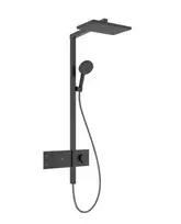 Dušo sistema Hansgrohe Raindance Alive Q su termostatu, 21x34 cm, 3 režimai, matinė juoda, 24580340