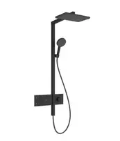 Dušo sistema Hansgrohe Raindance Alive Q su termostatu, 21x34 cm, 3 režimai, matinė juoda, 24581670