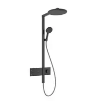 Dušo sistema Hansgrohe Raindance Alive S su termostatu, diametras 30 cm, 3 režimai, matinė juoda chromuota, 24582340
