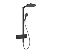 Dušo sistema Hansgrohe Raindance Alive S su termostatu, diametras 30 cm, 3 režimai, matinė juoda, 24582670