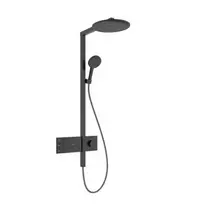 Dušo sistema Hansgrohe Raindance Alive S su termostatu, skersmuo 30 cm, 3 režimai, EcoSmart, matinė juoda/chromas, 24596340