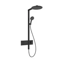 Dušo sistema Hansgrohe Raindance Alive S su termostatu, diametras 30 cm, 3 režimai, EcoSmart, matinė juoda, 24596670