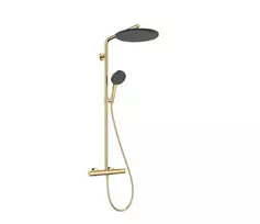 Dušo sistema Hansgrohe Raindance Alive S Puro su termostatu, 21x34 cm, 3 režimai, poliruotas auksas, 24593990