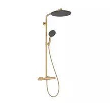 Dušo sistema Hansgrohe Raindance Alive S Puro su termostatu, 21x34 cm, 3 režimai, EcoSmart, matinė bronza, 24593140