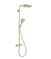 Dušo sistema Hansgrohe Raindance S su termostatu, skersmuo 24 cm, 3 režimai, EcoSmart, blizganti auksinė, 28823990