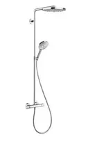 Dušo sistema Hansgrohe Raindance Select S su termostatu, 24 cm, 2 režimai, balta/chromas, 27129400