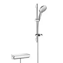 Dušo komplektas Hansgrohe Raindance Select S su termostatu, 15 cm, 3 režimai, balta/chromas, 27036400