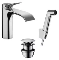 Hansgrohe Vivenis vonios praustuvo maišytuvas su Push-Open nutekėjimu, bidette, EcoSmart, chromas, 75210000