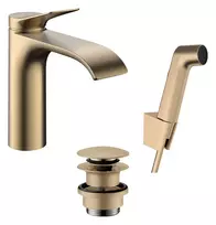 Vonios kambario praustuvo maišytuvas Hansgrohe Vivenis su Push-Open nutekėjimu ir bidette, EcoSmart, matinė bronza, 75210140