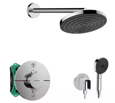 Dušo sistema Hansgrohe su integruotu termostatu, diametras 26 cm, 3 režimai, chromas, SANI21HHH002 NEW