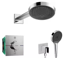 Dušo sistema Hansgrohe įmontuojama su termostatu, diametras 25 cm, 3 režimai, chromas, SANI21HHH007