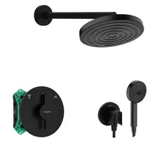 Dušo sistema Hansgrohe įmontuojamas maišytuvas, diam. 26 cm, 3 režimai, matinė juoda, SANI21HHH400