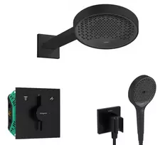 Hansgrohe dušo sistema įleidžiamu maišytuvu, diam. 25 cm, 3 režimai, matinė juoda, SANI21HHH405