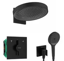 Dušo sistema Hansgrohe įmontuojamas maišytuvas, Ø36 cm, 3 režimai, matinė juoda, SANI21HHH409